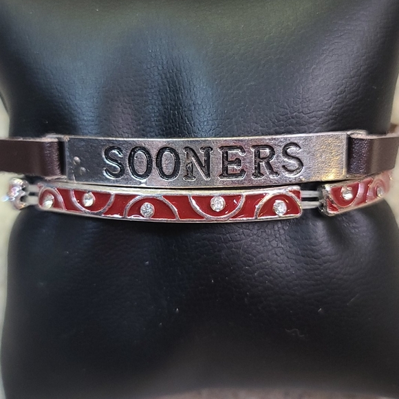 SOONERS Two Bracelets. One metal one leather - Picture 1 of 8